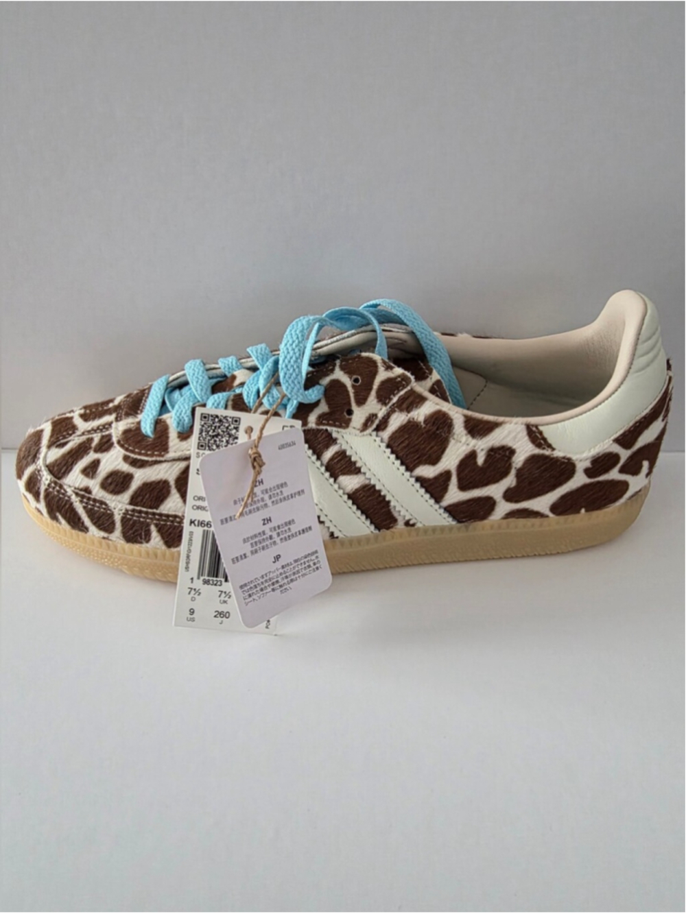 adidas Women’s Giraffe Print Samba Sneaker - Brown/Blue - Picture 2 of 6